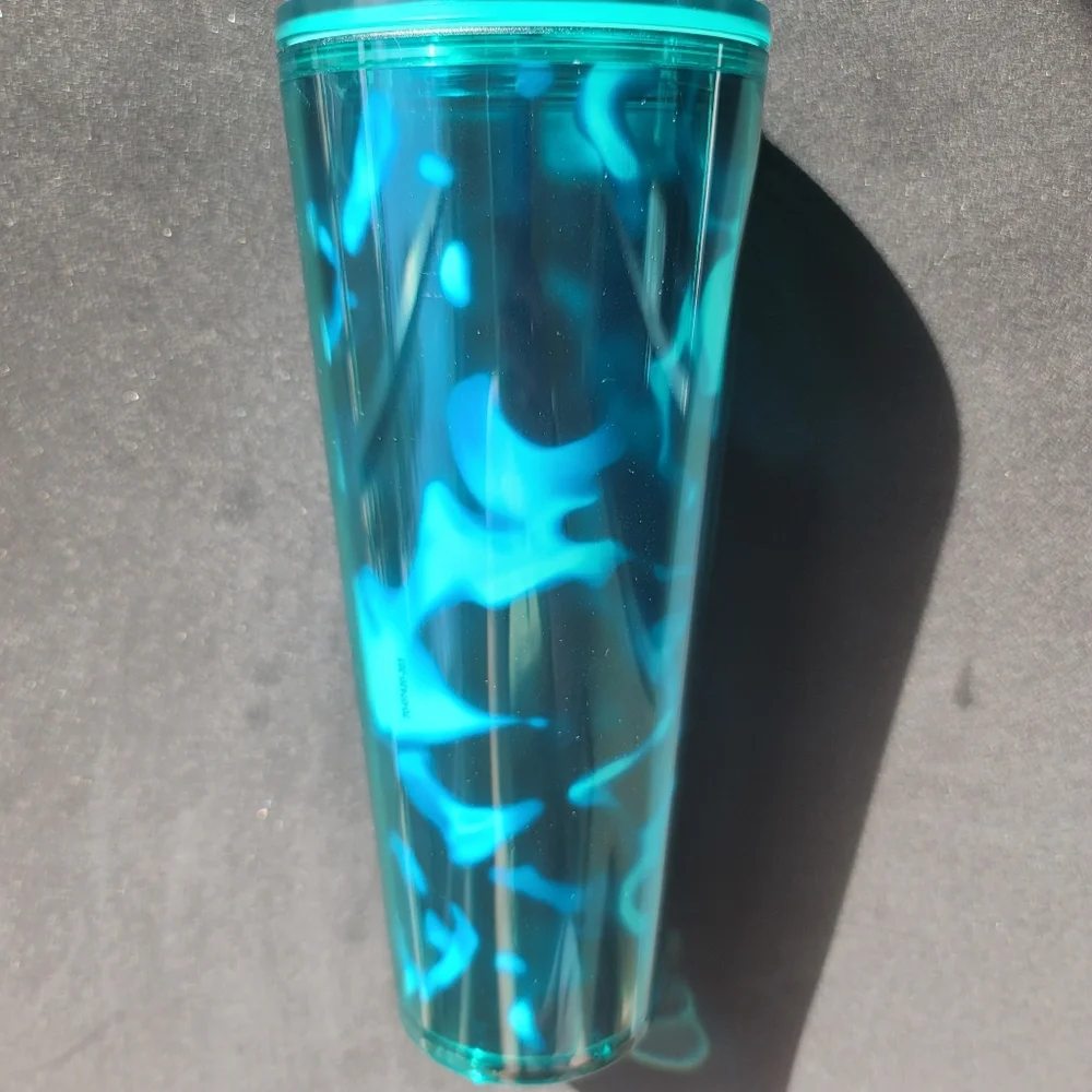 VENTI STARBUCKS GREEN & TEAL WATER WAVE TUMBLER